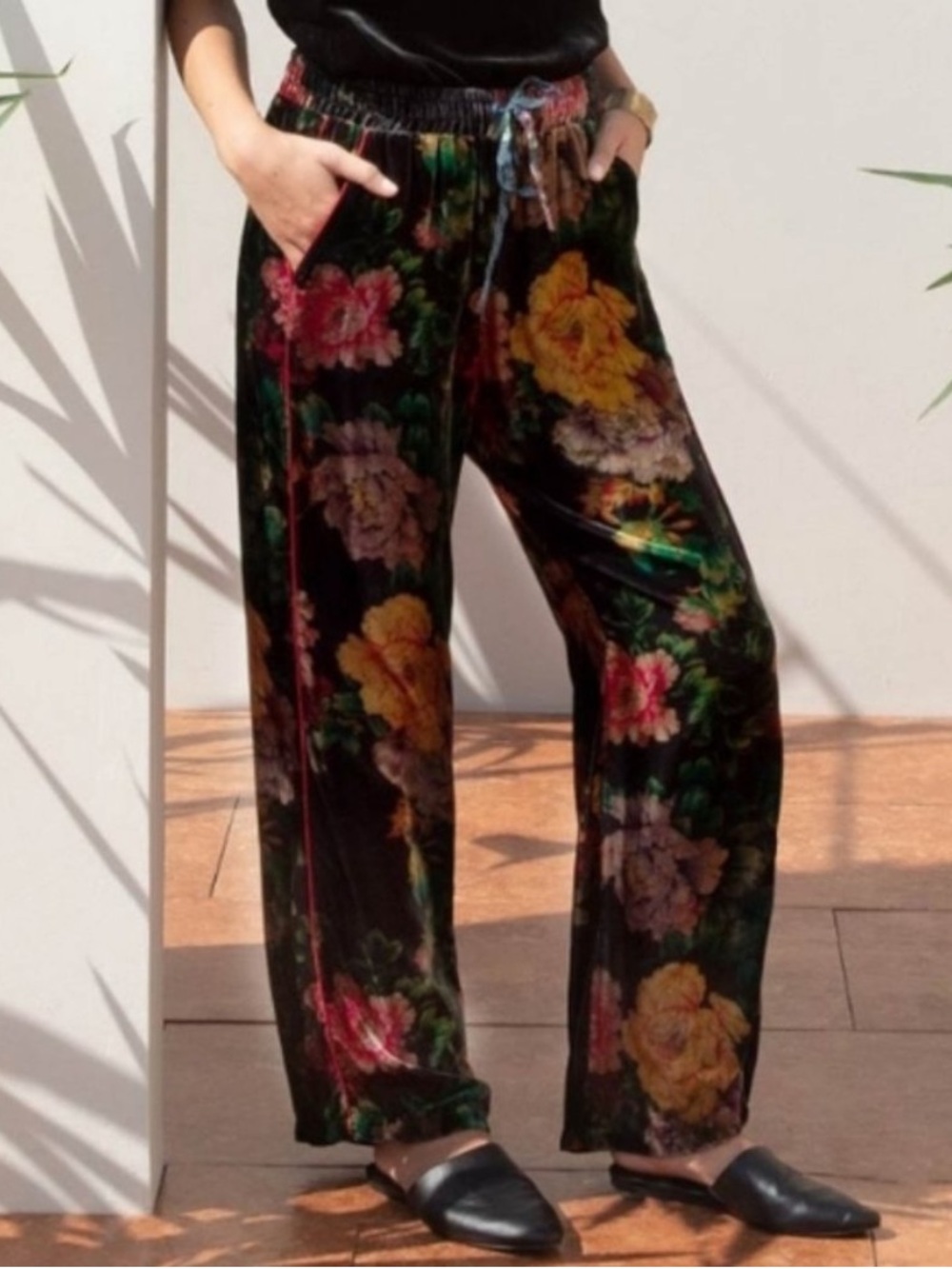 Johnny Was Sanne Velvet Pants Floral Size Medium